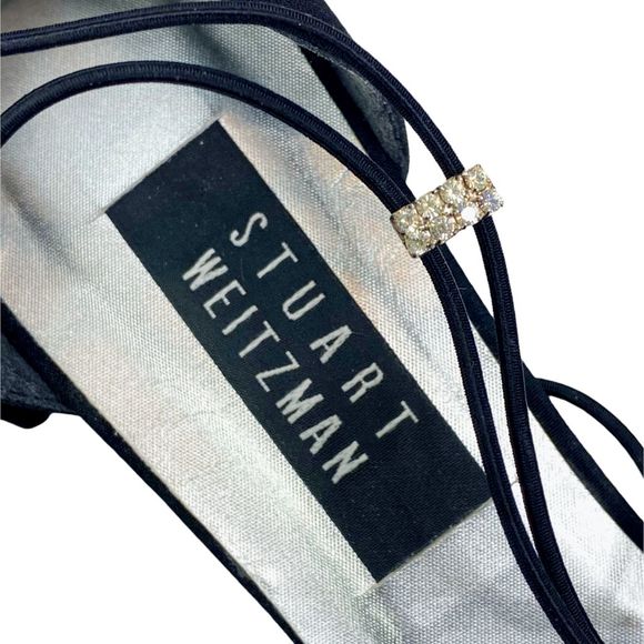 Vintage Stuart Weitzman Black Crystal Embellished D'orsay Style Guipure Heels - Picture 5 of 12